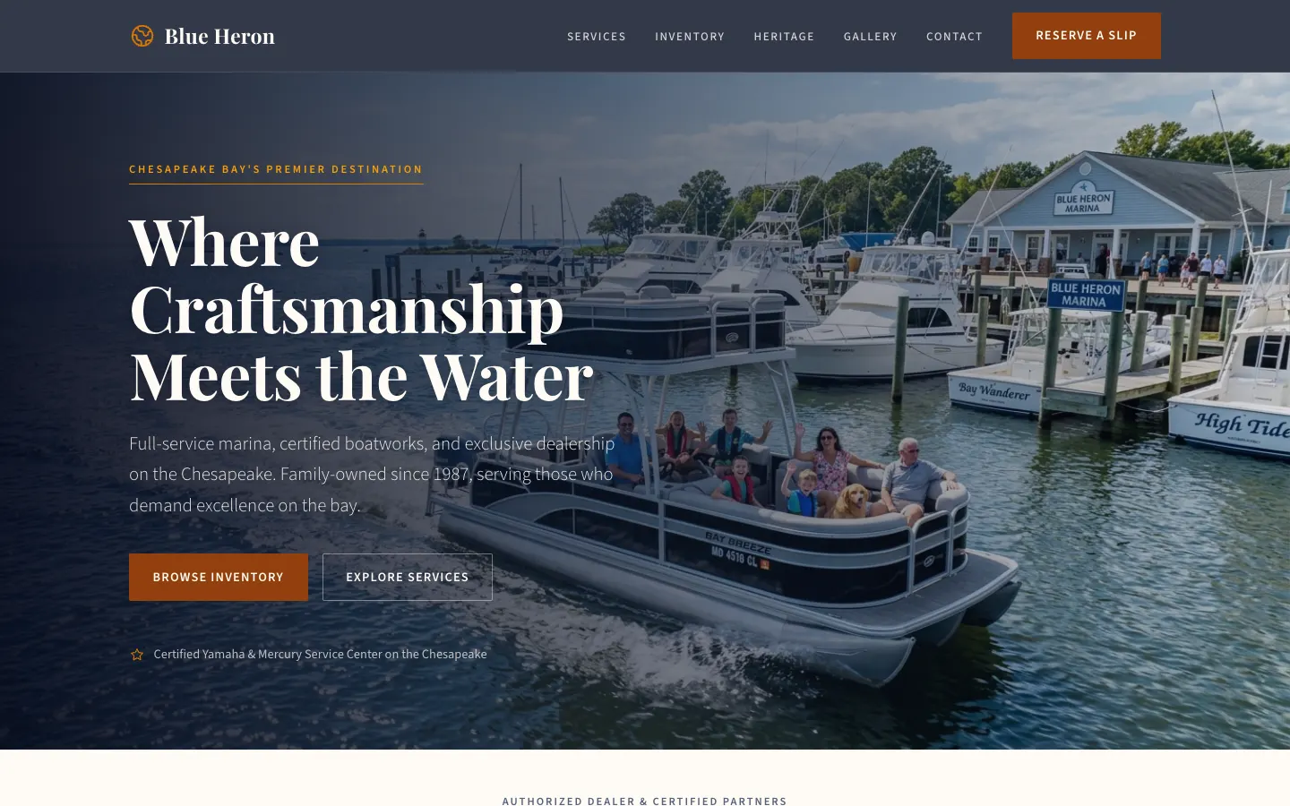 Blue Heron Marina & Boatworks website
